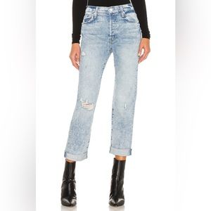 Mother the scrapper double cuff distressed jeans 32